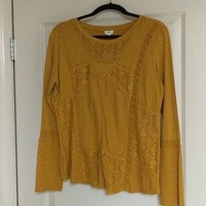 Mustard yellow lace top